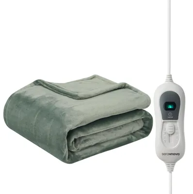 Produktbild von Seranova Heizdecke mit Abschaltautomatik XL - 160x120 cm - Wärmedecke - Elektrische Decke - Waschbar - 3 Heizstufen - Salbeigrün