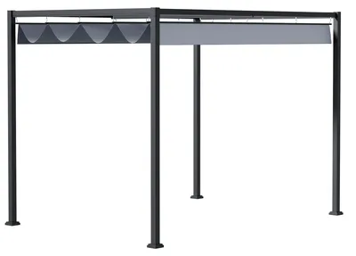 Produktbild von Pergola 4x3m – Gartenpavillon aus Stahl mit verstellbarem Dach, freistehend, Sonnenschutz für Terrasse & Garten, Dunkelgrau