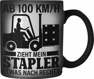 Produktbild von Trendation - Gabelstapler Lagerist Geschenk Farbwechsel Zauber-Tasse Staplerfahrer Spruch Fachlagerist Geschenkidee (Schwarz)