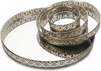Produktbild von Tablett Metall gold Bordüre Ø 10/15,5/21/28 cm 4tlg