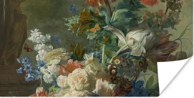 Produktbild von MuchoWow® Poster Stilleben mit Blumen - Gemälde von Jan van Huysum 40x20 cm - Poster für die Wand - Poster Schlafzimmer