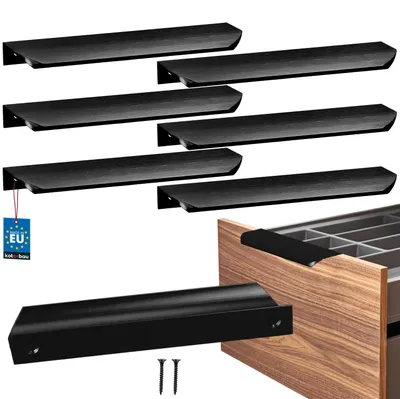 Produktbild von KOTARBAU® 6er Set Möbelgriff Schrankgriffe 180 mm Schwarz Matt ZnAl Hinterschraubgriffe Kantengriff Schubladengriffe Küche Modern