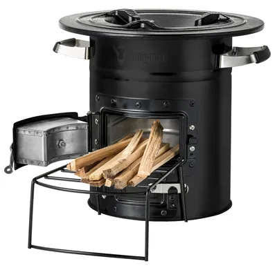 Produktbild von Raketenofen – Natürlicher Zug – Schwarz – Für Terrasse, Garten und Camping