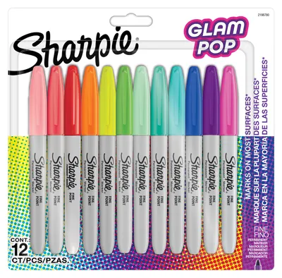Image de Sharpie 2198780 marqueur 12 pc(s) Pointe fine Bleu, Vert, Orange, Rose, Violet, Rouge, Jaune