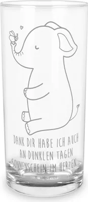 Produktbild von Mr. & Mrs. Panda Saftglas Elefant Biene 200 ml - Transparent - Geschenk, Trinkglas, Wasserglas, Liebe, Tumbler, Longdrinkglas, Heiratsantrag, Cocktailglas, Glas