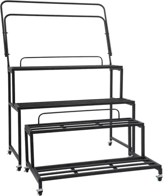 Immagine prodotto di Supporto per piante in acciaio - 4 livelli - Portavaso - Nero - Ideale per soggiorno, balcone e giardino