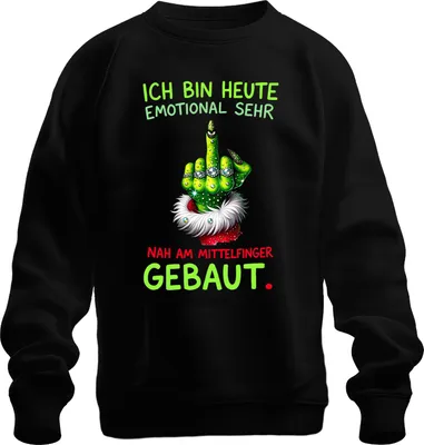 Obrázok produktu pre Dnes som EMOTIONÁLNE NEDOSTATOČNÝ Grinch Vianočná mikina Uni, čierna, XL
