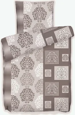 Produktbild von Bettwäsche Winter Flausch Fleece Thermofleece warm 2 teilig mit RV 135x200 + 80x80 cm Design: Ornament GREIGE