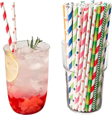 Zdjęcie produktu dla Słomki papierowe Dreamil 100 sztuk - 19,7 cm - Biodegradowalne słomki papierowe - Idealne do koktajli, kawy, napojów i różnych okazji