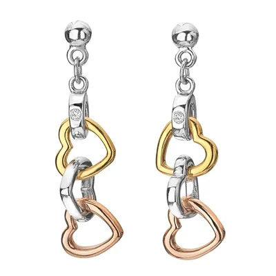 Image de Boucles d'oreilles Trio à triple cœur - plaqué or DE703 Ohrringe