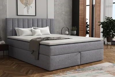 Produktbild von MR GROUP Boxspringbett mit Bettkasten ZADAR 140x200, hellgrau, H3 geflechtes Stoff, Polsterbett Matratze und Topper Doppelbett Bett für Schlafzimmer