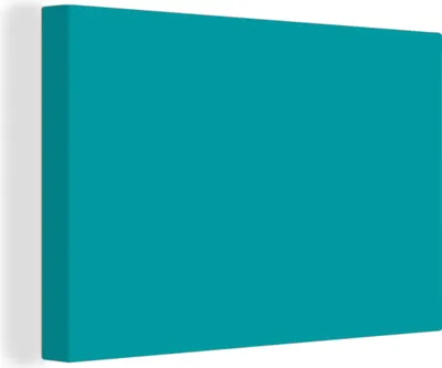 Produktbild von OneMillionCanvasses® - Leinwandbilder - 150x100 cm, Blau - Aqua - Einfarbig - Farbe, Wandbilder Kunstdruck Wanddekoration - Foto auf Leinwand - Gemälde auf Holzrahmen
