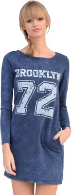 Produktbild von Damen Pullover Minikleid Dress Longshirt;S/M; Dunkelblau