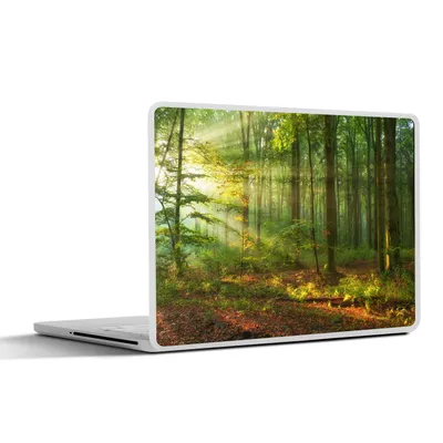 Produktbild von MuchoWow® Laptop Aufkleber Sticker Cover Sonne - Wald - Bäume - Natur - Herbst 25x18 cm - Laptop-Deko