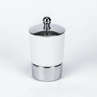 Produktbild von interDesign iDesign Wattestäbchendose Keramik – Wattestäbchen Spender & Kosmetikdose mit Deckel – Organizer für Bad & Schminktisch – 6,5×12 cm