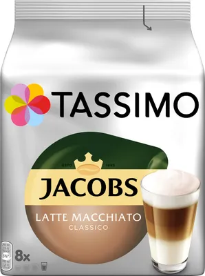 Produktbild von Tassimo Jacobs Latte Macchiato Classico, Kaffee, Milchkaffee, Kapsel, 80 T-Discs (40 Portionen)