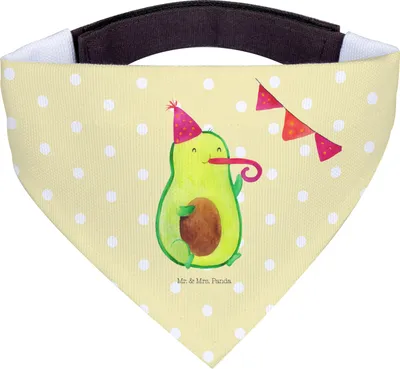 Produktbild von Mr. & Mrs. Panda Hunde Halstuch Avocado Party Zeit - Gelb Pastell - Geschenk, Dreieckstuch, Hals Tuch, Für, Genießen, Geburtstag, Bandana, Happy Birthday, Schulabschluss
