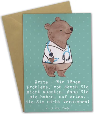 Produktbild von Mr. & Mrs. Panda Grußkarte Arzt Probleme Lösen - Meeresbrise - Geschenk, Hingabe, Berufspassion, hochzeitskarten, Medizin, Beruf, Mediziner, Klinikarzt, dankeskarten