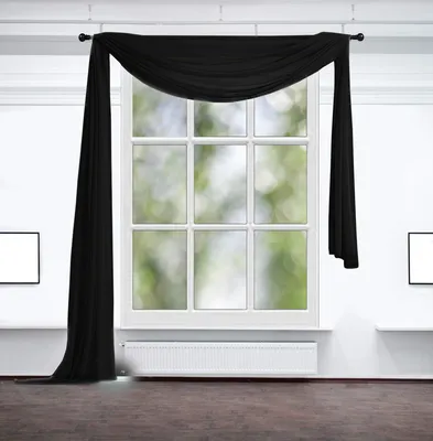 Produktbild von Fertiggardine, Gardine - Vorhang, Voile Querbehang, Schwarz
