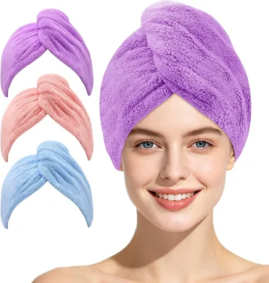 Produktbild von Haartrockentücher aus Mikrofaser, 3er Pack, schnelltrocknend, 30x70 cm, für Badezimmer