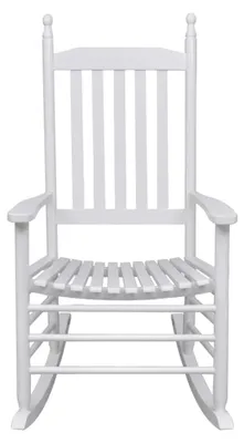 Imagen del producto de Silla mecedora vidaXL con asiento curvo, color blanco, de madera