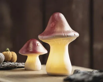 Produktbild von 2x LED Dekofigur "Fligenpilz" 9 + 17 cm hoch, Pilze, Pilzset, Herbstdeko, Leuchtdeko