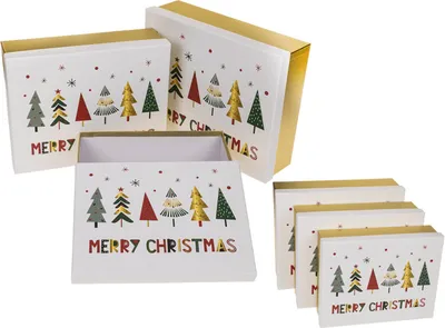 Produktbild von Goldfarbene Geschenkkartonage, Merry Christmas