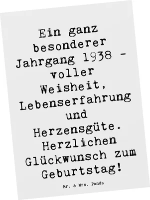 Produktbild von Mr. & Mrs. Panda Postkarte Spruch 1938 Geburtstag - Weiß - Geschenk, Feiern, Fotokarte, Herzensgüte, Happy Birthday, Geburtstagsgeschenk, Alter, Ansichtskarte, Postkarten