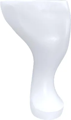 A single white furniture leg on a white background.