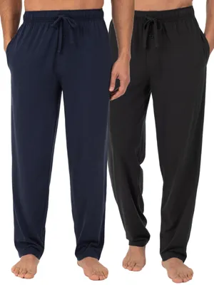 Obrázok produktu pre Pánske pyžamové nohavice z jemnej pleteniny, značka Fruit of the Loom, rozšírené veľkosti, farby: čierna/tmavomodrá (balenie obsahuje 2 kusy)