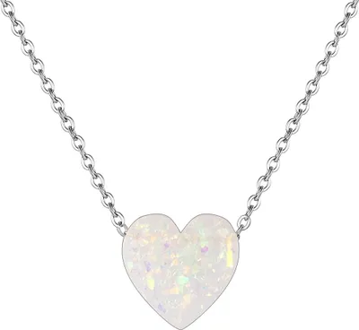 Produktbild von Karisma Damen Edelstahl Collier Anhänger Kette - Halskette Herz Liebe - YLK107 - Weiss Opal