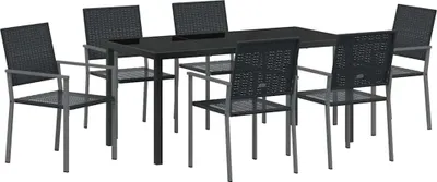 Image de vidaXL Ensemble de jardin 7 pcs noir rotin PE