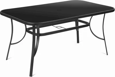 Obrázek produktu pro FIELDMANN FDZN 5030 Zahradní stůl se skleněnou deskou, rozměry 150 x 96 x 71 cm, deska stolu z černého tvrzeného skla, určeno pro venkovní i vnitřní použití