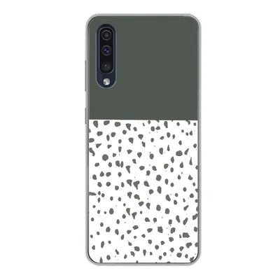 Produktbild von MuchoWow® Handyhülle Schutzhülle Hülle für Samsung Galaxy A50 Polka dots - Grau - Weiß Silikon Softcase Handy Hülle - Mobiltelefonhülle