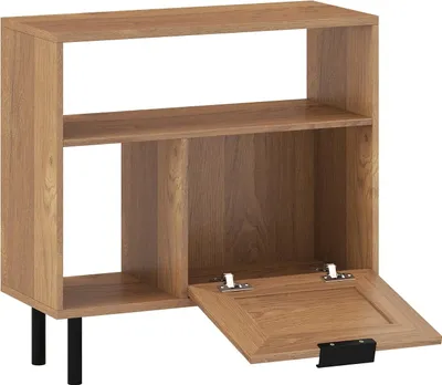 Image de Table de chevet bohème en rotin avec étagère de rangement et pieds en métal