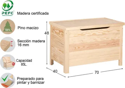 Immagine prodotto di Scatola di immagazzinaggio 70x48x40cm Astigarraga BAUL-70