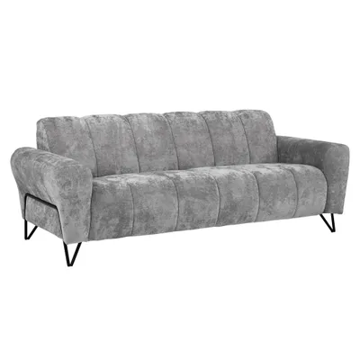 Produktbild von Sofa VOLARE - 3-Sitzer Couch - Moderner Polstersofa - Chenille Vega in Grau, dekorative schwarze Metallbeine