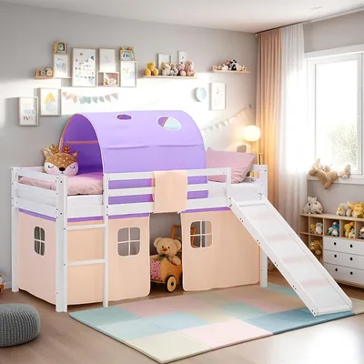 Produktbild von Homestyle4u Kinder Hochbett 90x200 Rutsche Matratze Lattenrost Kinderbett