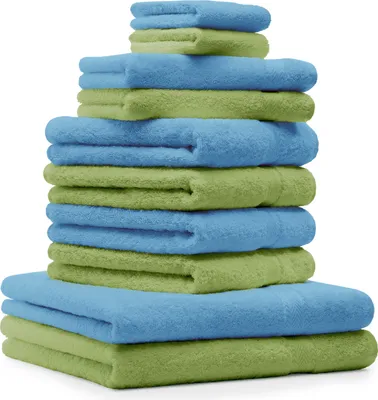 Produktbild von Betz 10-tlg. Handtuch-Set PREMIUM CLASSIC 2 Duschtücher 4 Handtücher 2 Gästetücher 2 Seiftücher  Farbe: apfelgrün & hellblau