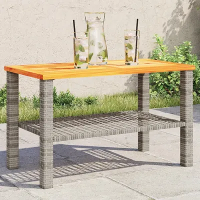 Produktbild von Möbel Gartentisch Grau 70x38x42 cm Poly Rattan Akazienholz - Gartentische &47879