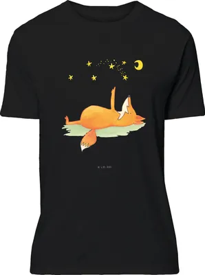 Produktbild von Mr. & Mrs. Panda Größe S T-Shirt Fuchs Sterne - Schwarz - Geschenk, Shirt, Entspannt, Lustiges, Spruch Positiv, Mond, Sternengucker, oberteil, Romantik, Tshirt
