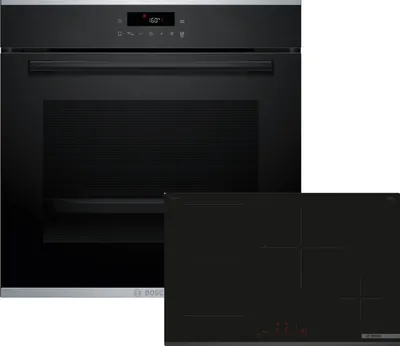 Produktbild von Bosch Einbau-Backofen-Set, HBA271BB3 + HEZ538000 + PVS83KHC1E, Einbau-Backofen, Induktionskochfeld, Clip-Auszug HBDPAL783