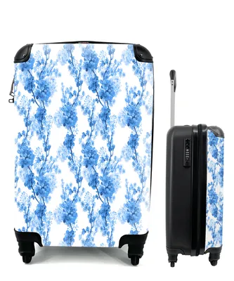 Produktbild von MuchoWow® Koffer Handgepäck Trolley Rollkoffer Kleine Reisekoffer mit 4 Rollen - Blumen - Blau - Hortensie - Cabin Size < 55x40x23 cm & 55x40x20 cm - Fotokoffer - Kabinenkoffer - Boardgepäck - Reise-Box - Reisekoffer - Reisegepäck - Koffer mit Bild - Trolley für Kinder