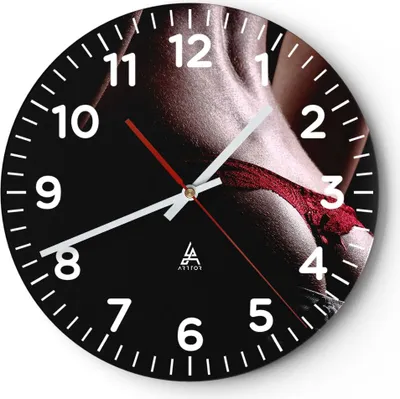 Produktbild von Wanduhr - Rund - Glasuhr - Frau Körper String - 30x30cm - Schleichendes Uhrwerk - Lautlos - zum Aufhängen bereit - Dekoration Modern - Wanddekoration aus Glas - C4AR30x30-2250