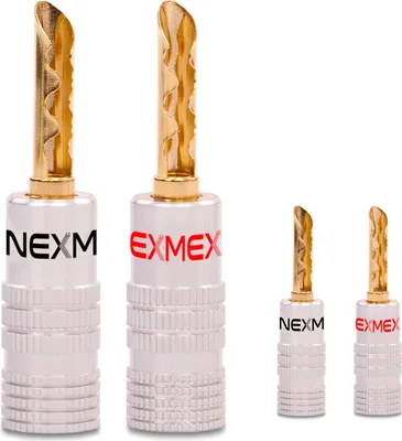 Produktbild von Hohl Bananenstecker 4mm 4x NEXMEX Stecker vergoldet schraubbar Lautsprecherkabel