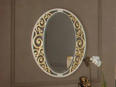 Produktbild von Klassischer ovaler Wandspiegel Gold Italienische Möbel Klassischer Spiegel Neu