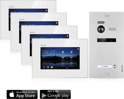Produktbild von Balter EVO WLAN Video Türsprechanlage mit Smartphone App für 1 Familienhaus, 4x Monitore