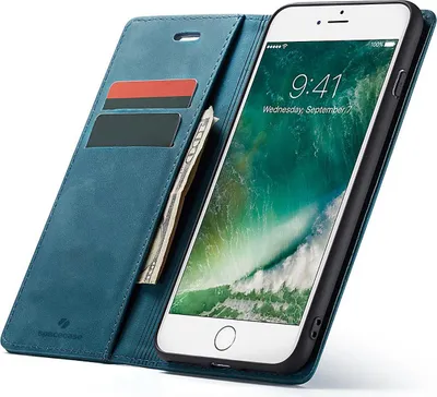 Image de Étui pour téléphone portable avec rabat SPACECASE Wallet pour iPhone 6/6s Plus Bleu