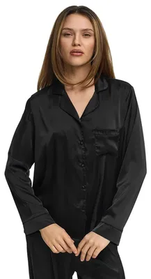 Imagen del producto de Camisa de pijama de satén para mujer, manga larga