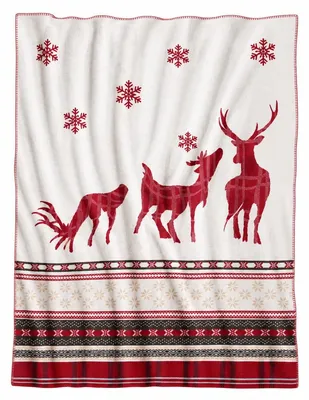 Produktbild von Weihnachts Kuscheldecke 150x200 – Zweiseitige Fleece Decke mit Weihnachtlichen Wintermotiven